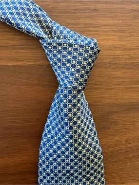 Stefano Ricci Blue and Cream Geometric Silk Tie